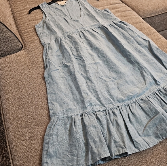 Cynthia Rowley Linen Light Blue Coastal Cottage Minimalist Lagen Midi Dress XS - Picture 3 of 6